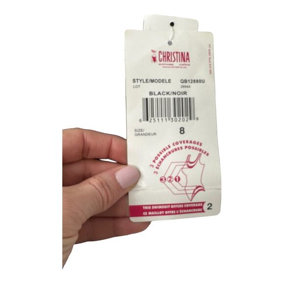 Christina Swimwear Tropical Black & Green Tankini Top Bust Enhancer Sz 8 New - Picture 8 of 8